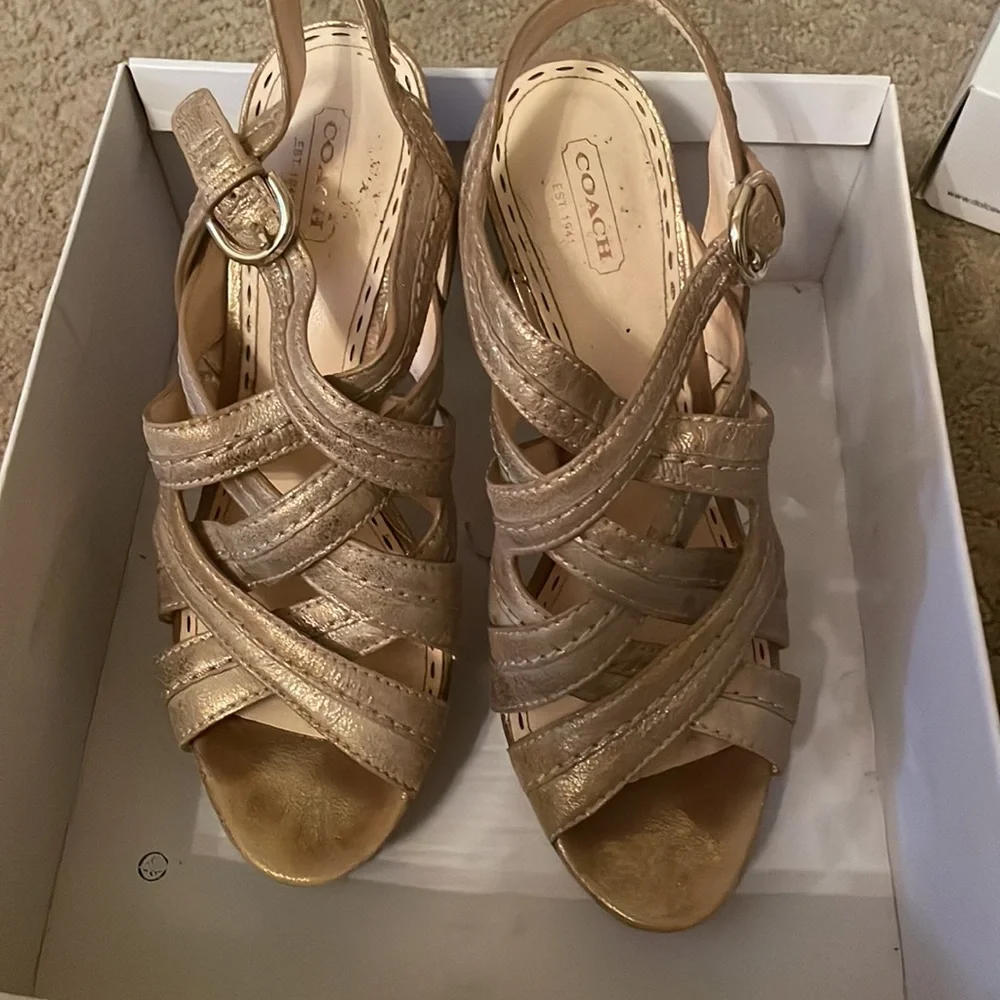 Coach gold strappy sandals - Picture 2 of 2